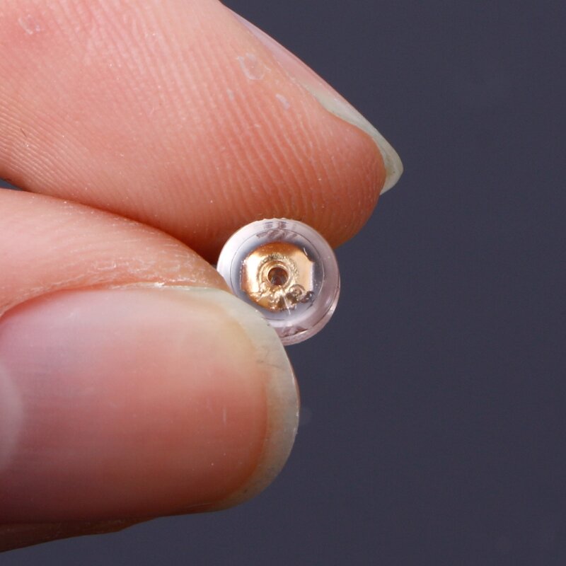 Boucles d'oreilles de haute qualité en Silicone, dos de champignon rembourré, or 18K, argent S925, 10 pièces