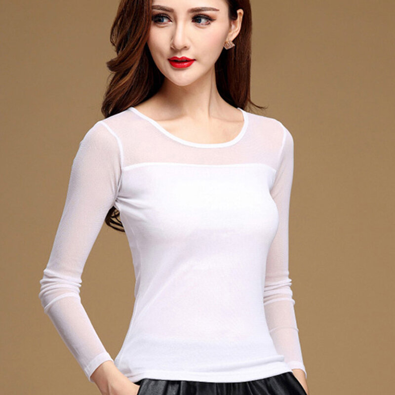 Blusa blanca elástica para mujer, camisa elegante de talla grande, a la moda, para primavera y otoño