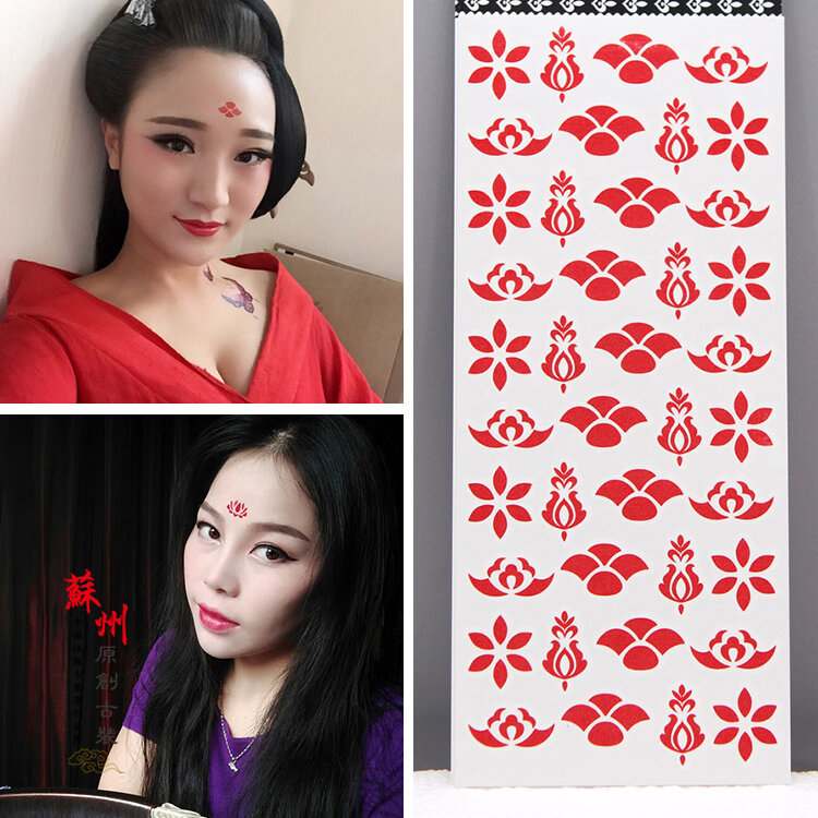 Langdurige Kostuum Tatoo Sticker Fotografie Props Vrouwelijke Voorhoofd Body Stickers Beauty Body Stickers Hanfu Accessoires