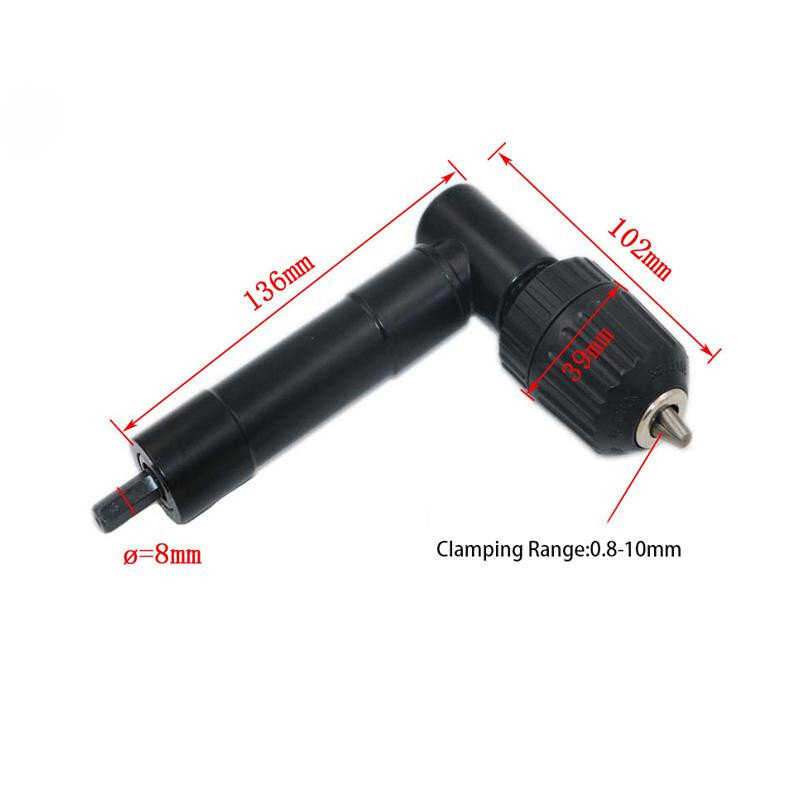 8mmHex Shank Right Angle Keyless Chuck Impact Drill Bend Extension right angle drill attachment 90 Degree Cordless Drill Adapter