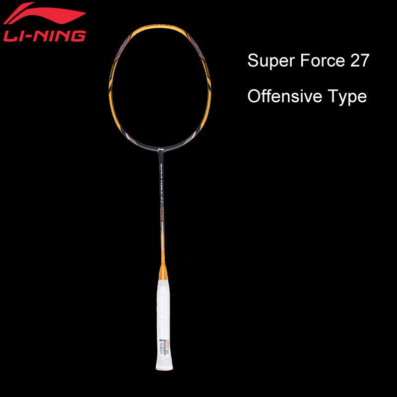 Li-ning Super Force 27 raquetas de bádminton raqueta única fibra de carbono de alta resistencia eje fino revestimiento raquetas AYPM222 ZYF210