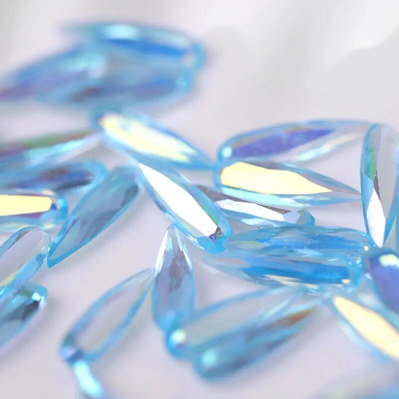 AB – strass en cristal pour ongles, 10 pièces, longs pendentifs en forme de goutte d'eau, pierres 3D, décorations pour nail Art, accessoires de manucure