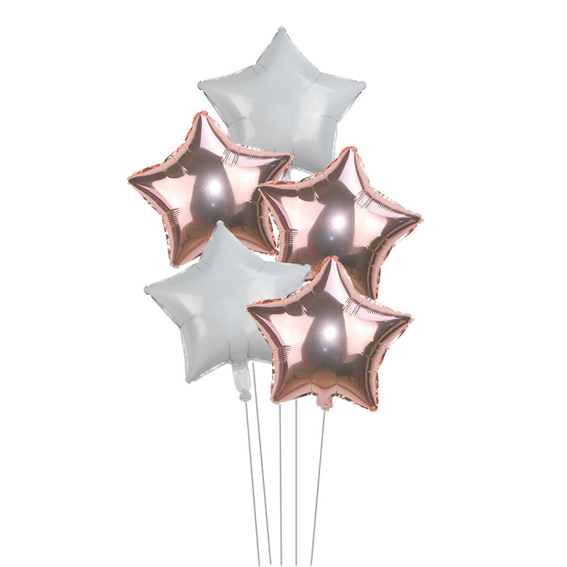 Ouro e prata estrela balões para decoração, 18 polegadas balão de alumínio para casamento, baby shower, festa de aniversário das crianças, 5pcs
