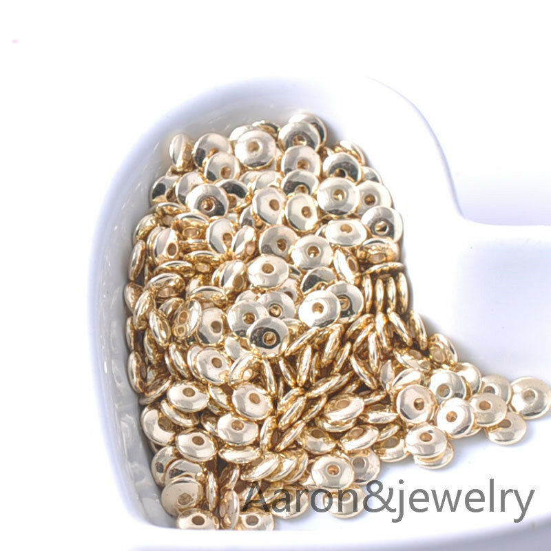 Perles d'espacement à roue ronde plate CCB plaquées or et argent, fabrication de bijoux, bricolage, YKL0345X, 6x2mm, 400 pièces