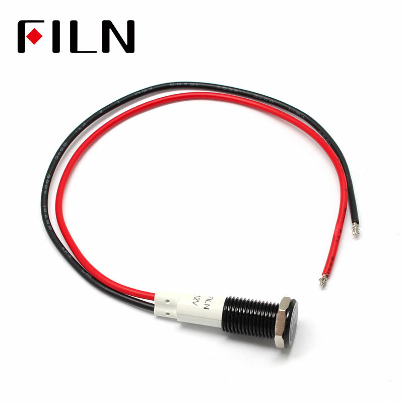 FILN 10mm Xe bảng điều khiển điện biểu tượng led đỏ vàng trắng màu xanh màu xanh lá cây 12 v led chỉ số ánh sáng với 20 cm cáp