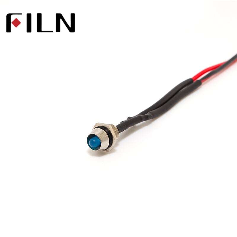 Filn 6mm suporte da lâmpada 3 v 5 v 6 v 12 v 24 v mini luz LED indicador com 20 centímetros cabo