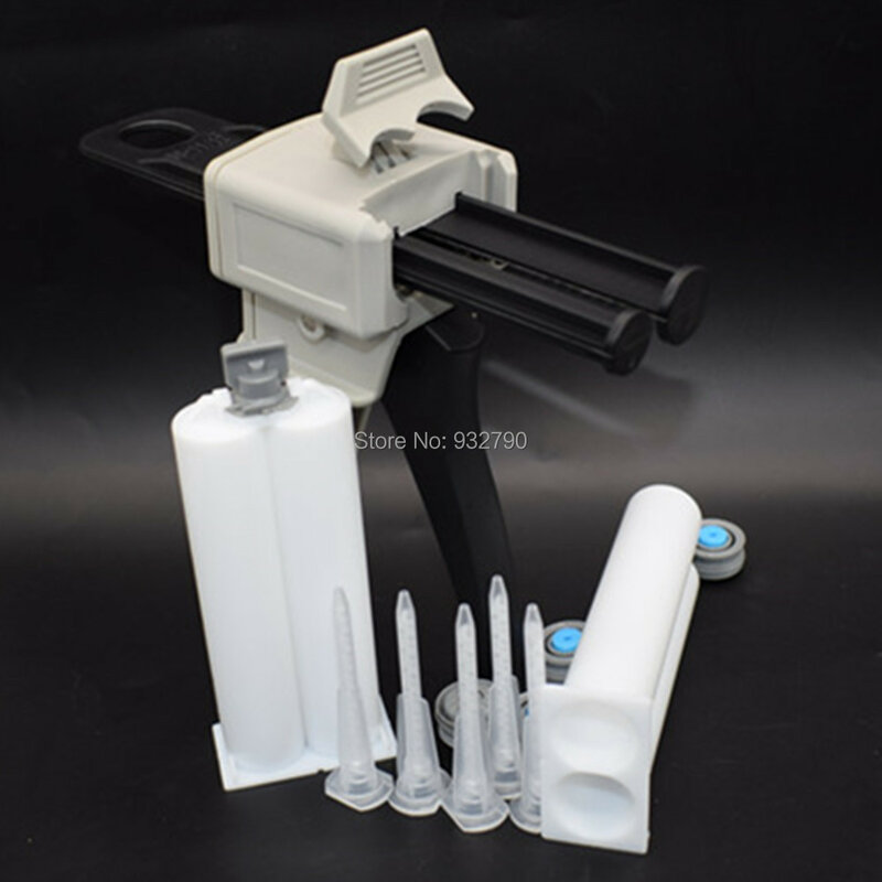 Aplicador de epóxi e pistola de distribuição, 1:1, 50ml + 2 peças de cartuchos de tubo adesivo estrutural + 5 peças de misturador estático