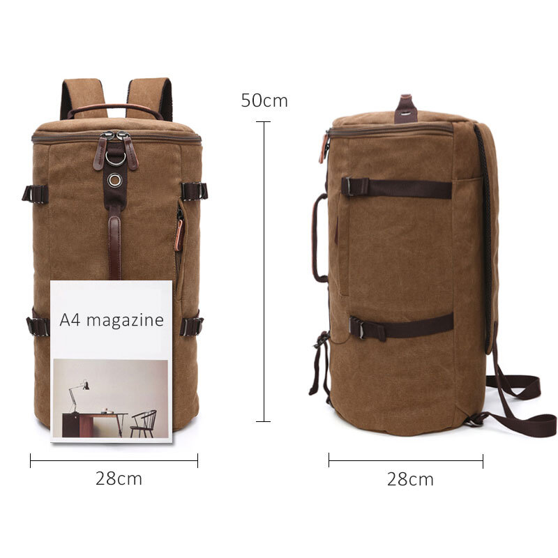 Scione mochila de viagem masculino, mala de lona com cilindro, mochila de montanhismo para homens, grande capacidade