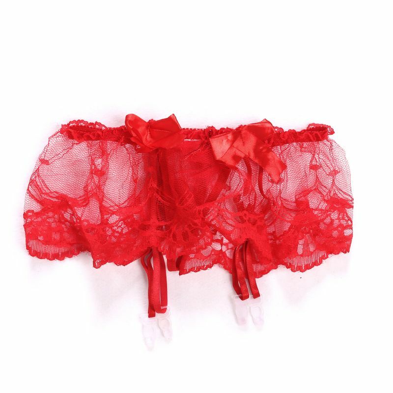 Womens Sexy Lace Suspender G-String Garter Belt Stockings Set Lingerie Bowknot