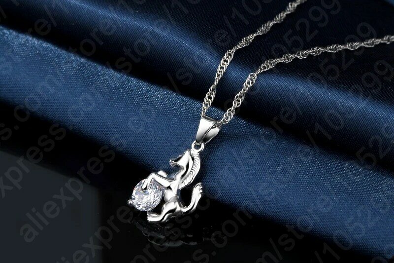 Best Trendy Horse Design Pendant 925 Sterling Silver  Fine Jewelry Cubic Zircon Necklace Earring For Women Wedding Set Gift