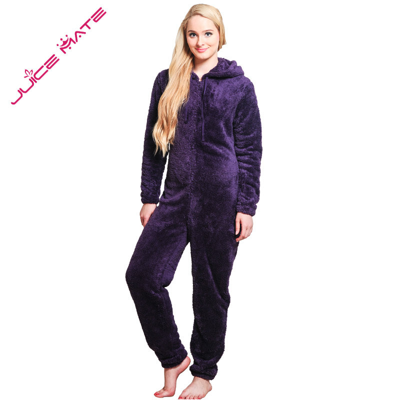 Winter warme Pyjamas Frauen Onesies flauschige Fleece Overalls Nachtwäsche plus Größe Kapuzen stich Pyjama Stram pler für Frauen Erwachsene