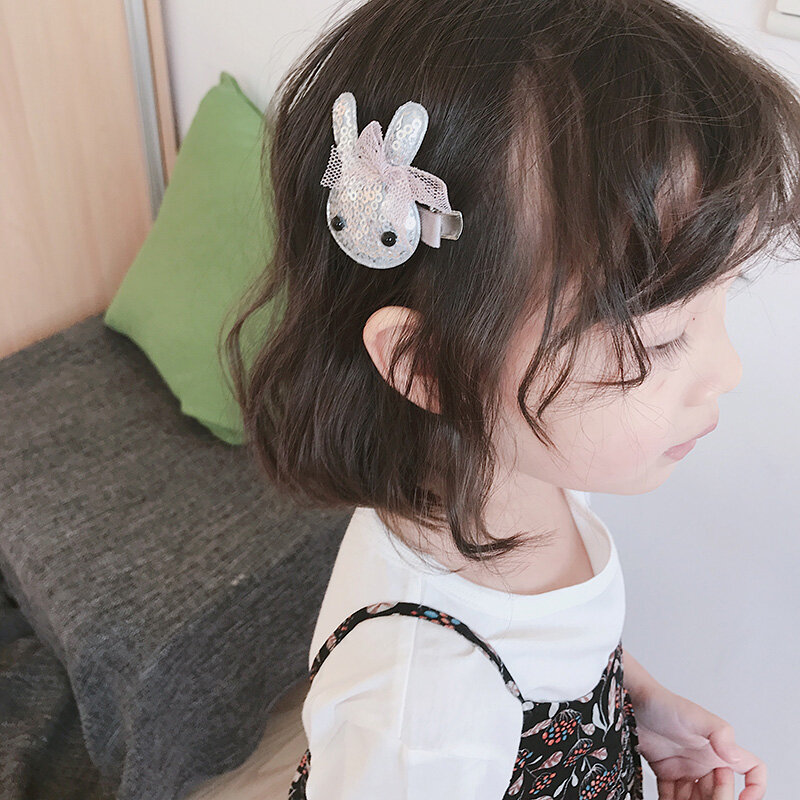 Cute Baby Girls Glitter Rabbit Animal Hair pins Hair Barrettes Cartoon Hair Clips Headwear Princess Style Accessories