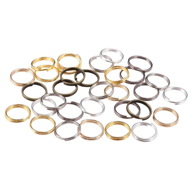 Lote de 50-200 unidades de anillos abiertos de 4, 6, 8, 10 y 12mm, conectores de anillos divididos de Color dorado para joyería, suministros para manualidades