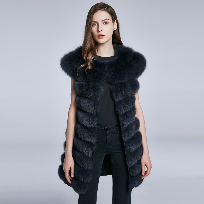 JKP nuovo cappotto di pelliccia di volpe reale cappotto di pelliccia di volpe naturale cappotto di pelliccia di volpe, cappotto caldo di inverno delle donne HWB-85C