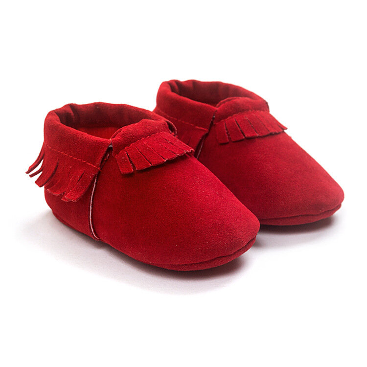 Baywell Sepatu Sandal Bayi Baru Lahir Kulit PU Suede Sepatu Sol Lembut Antiselip untuk Pertama Kali Jalan Bayi