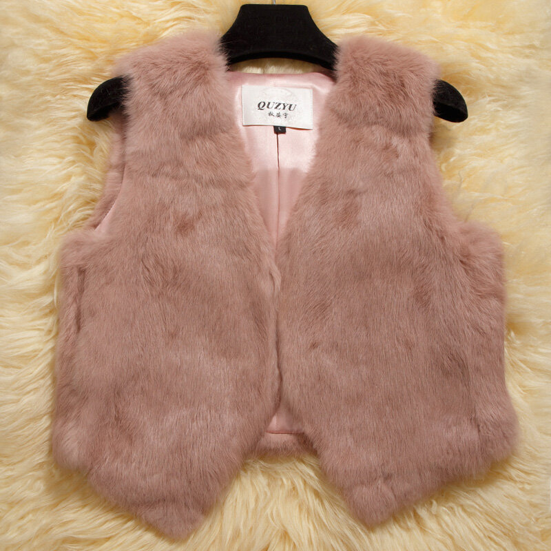 Luxury Genuine Rabbit Fur Vest Waistcoat Autumn Winter Women Fur Gilet Lady Outerwear Coats Clothing 0719