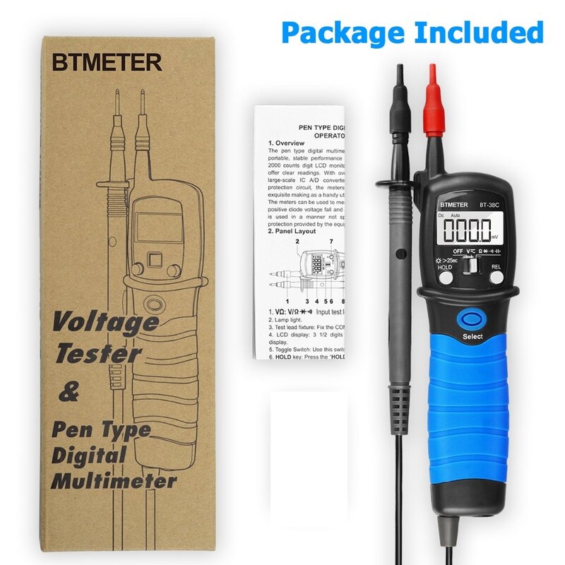 Btmeter BT-38C ac dc 600v高電圧テスター、60mオーム抵抗計、静電容量ダイオードテスト付き