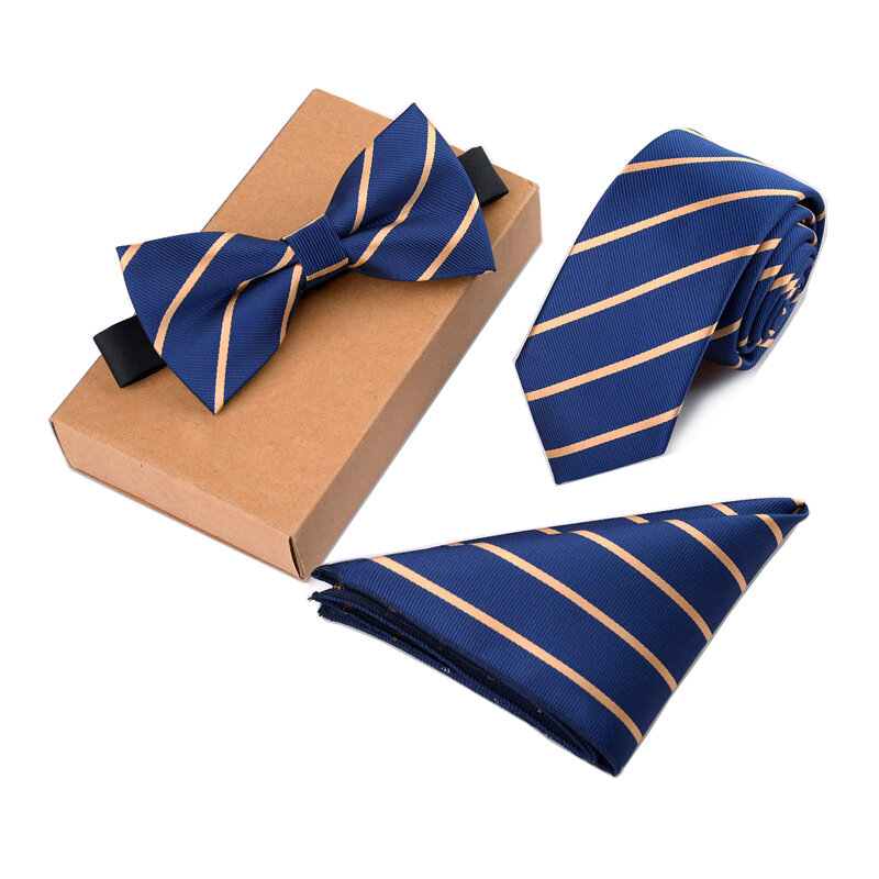 GUSLESON wąski krawat zestaw muszka dla mężczyzn i kieszonkowy plac muszka krawat krawat chusteczka Papillon człowiek Corbatas Hombre Pajarita