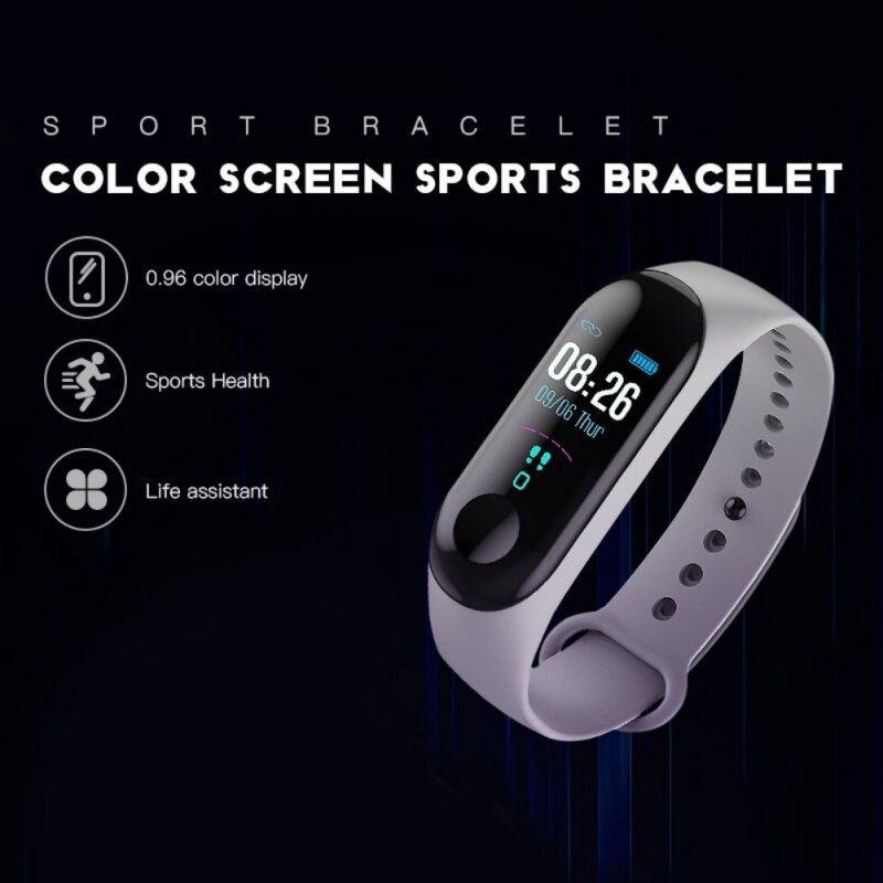 M3 pulsera inteligente Color pantalla USB carga deportes ritmo cardíaco control de presión arterial IP67 reloj inteligente resistente al agua