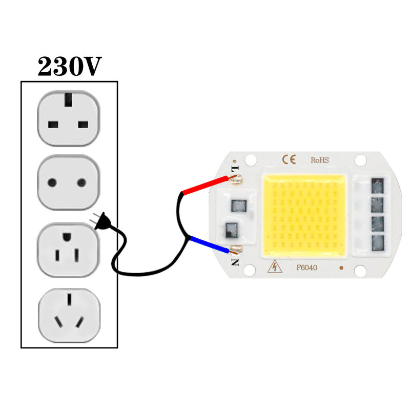 LEDCOB 5W Chip 50w led lampadina led ad alta potenza 220v 10W 20W 30W lampadine lampada 220V LED matrix per proiettore per interni all'aperto bianco