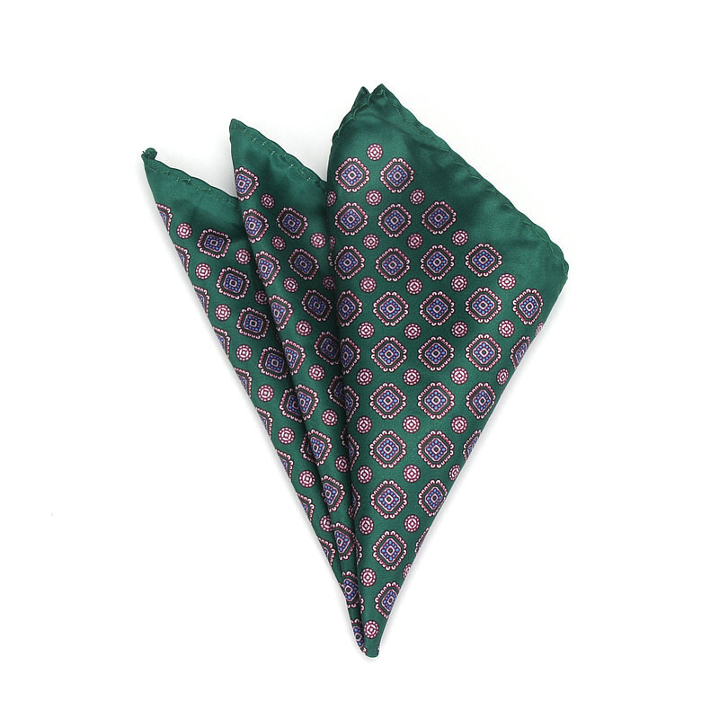 Lenço geométrico de bolso para homens, toalha de peito quadrado colorida vintage e de seda para festa de casamento e presente