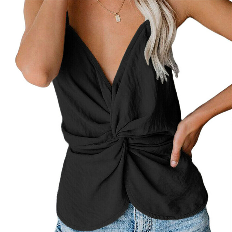 2019 Fashion Summer Top Solid T-shirt Womens Casual Slim Solid Tank Top Vest Off Shoulder Halter top Ropa de mujer