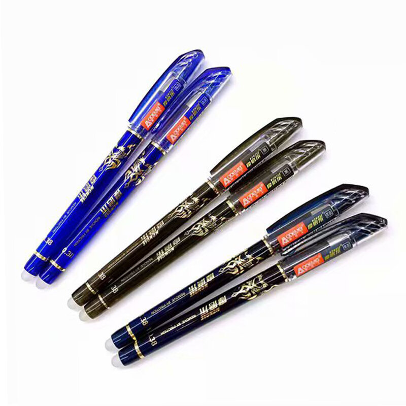 3/12Pcs/lot Erasable Pen Washable Handle Blue Black Red 0.38mm Erasable Gel Pen Refill Rod School Office Writing Stationery