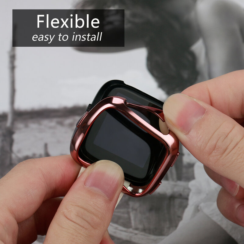 Funda completa para Fitbit Versa Plating + protección de TPU protector de pantalla completa de silicona para Fitbit Versa Case 61015