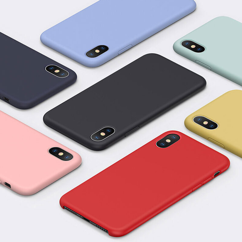 100% Original Silicone Case for Apple iPhone X XR XS Max 6 6s 7 8 Plus Mobile Phone Genuine Anti-knock Soft TPU Plain Back Cover