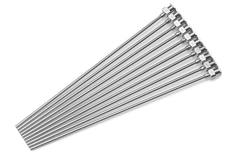 Дозирующая игла длиной 100 мм или 150 мм, 200 мм (8 г, 10 г, 12 г, 14 г... 27 г опционально)-тупой наконечник, цельнометаллический