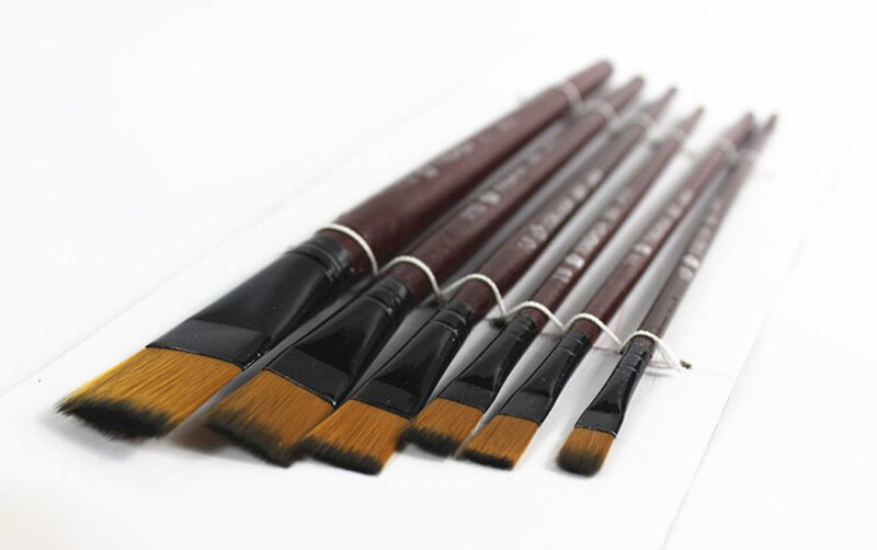 Materiały biurowe 6 sztuk malowanie pędzlem opakowanie zawiera 6 sztuk brązowych nylonowe pędzle do akrylowe D328