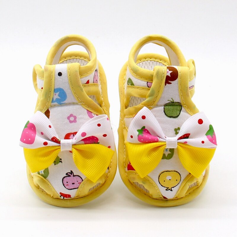 summer cute Printing bowknot sandals newborn baby girl cute bow knot princess style breathable shoes forward 0-18M