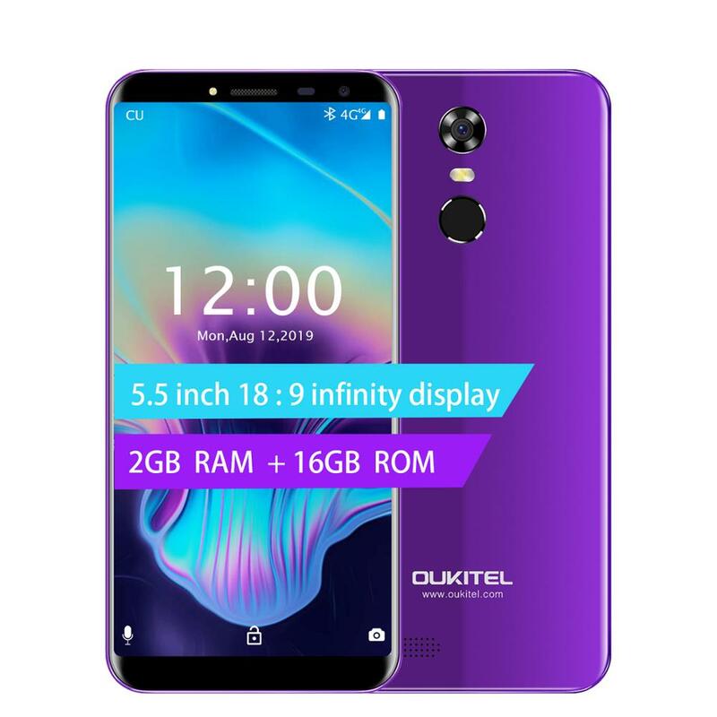 Oukitel C8 5,5 "18:9 Unendlichkeit Display Android 7.0 MTK6580A Quad Core Smartphone 2G RAM 16G ROM 3000 mAh fingerprint Handy