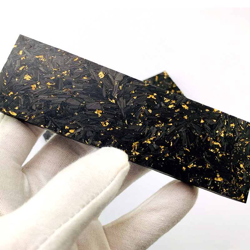 Shred Material de mango de cuchillo de fibra de carbono, cobre dorado, bricolaje, hacer mango de cuchillo, Material de fibra de carbono