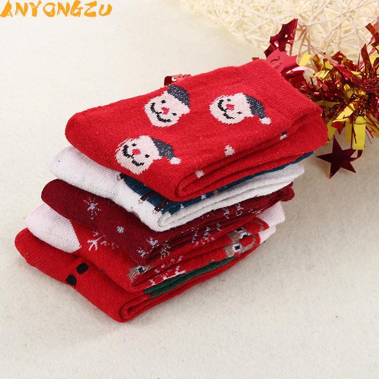 5 Cặp/lô Anyongzu Sock Mới LEN MÙA ĐÔNG Tất Dành Cho Nữ Ống Dày Ấm Vớ Giáng Sinh 23 Cm-25 Cm