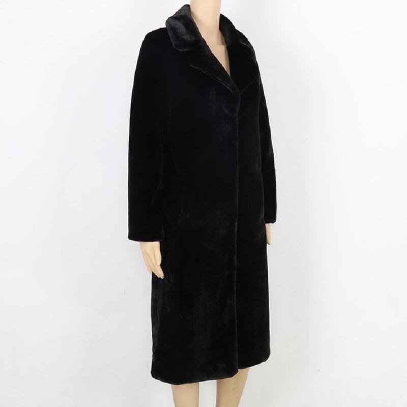 S-4XL inverno falso rex coelho casaco de pele feminino solto oversize mais grosso quente overcoat turn-down collar macio fino outerwear l1741