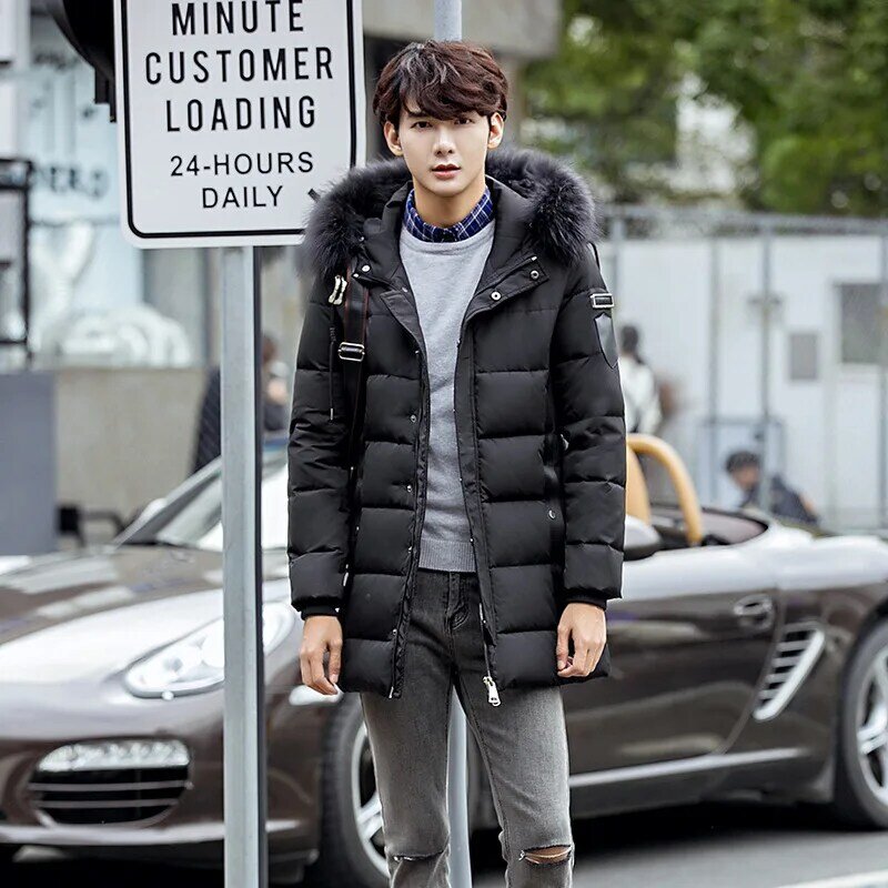 White Duck Down Men's Jackets Quality Handsome Warm Long Fashion Winter Clothing Casual Down Coat Male Parkas Outerwear JK-693