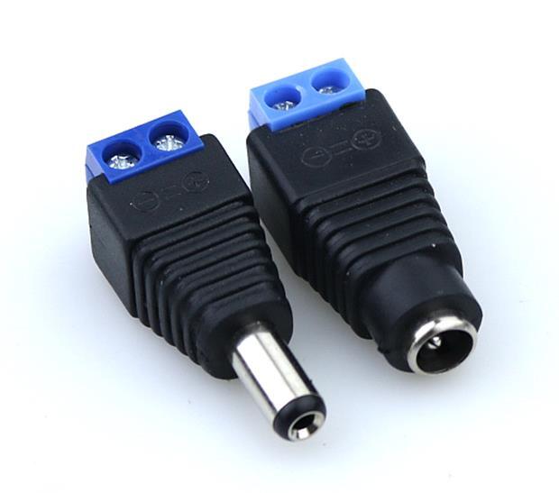 1 sets  Male + Female 12V 2.1x5.5MM DC Power Jack Plug Audio AUX free welding socket Connector