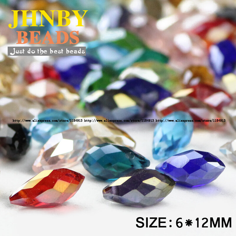 Jhnby briolette pingente waterdrop aaa contas de cristal austríaco 6*12mm 50pcs teardrop contas de vidro para fazer jóias pulseira diy