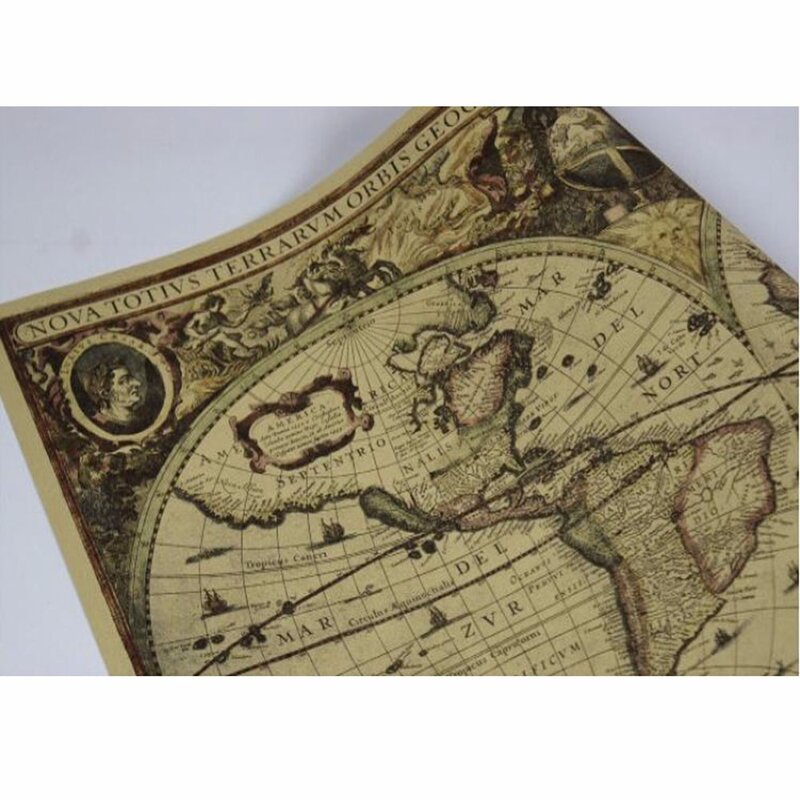 1 Buah dari Kerajinan Retro Klasik-Kertas Berlayar Voyage Nautikal-Bagan Peta Dunia untuk Sekolah dan Kantor
