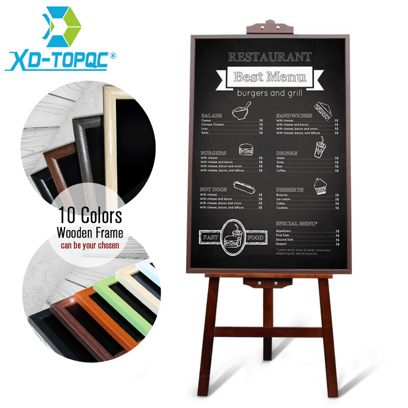 60*90cm Restaurant Menu Chalkboard Magnetic Blackboard Pine MDF Wood Frame Black Message Boards With Easel Factory Direct Sell