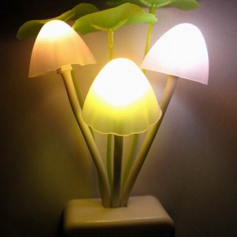 Mini Night Light Mushroom Lamp Novelty For Baby Led Bulbs Emergency Ac Eu&Us Plug Right Sensor 3 Colourful Fungus For Decoration