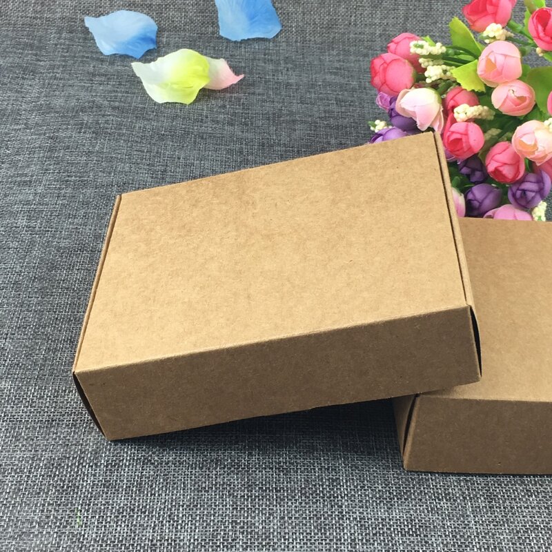 Caixa de embalagem kraft marrom, 50 peças caixa de presente em branco caixa de armazenamento/estojo de transporte para joias/presente/artesanato/doces/cosméticos/sabão artesanal