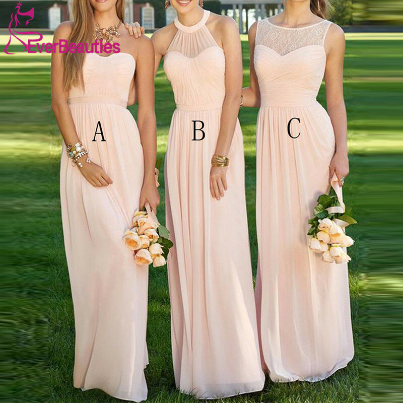 Women's  Light Pink Bridesmaid Dress 2020 vestido de la dama de honor Party Gown Wedding Prom Dress for Bridesmaid