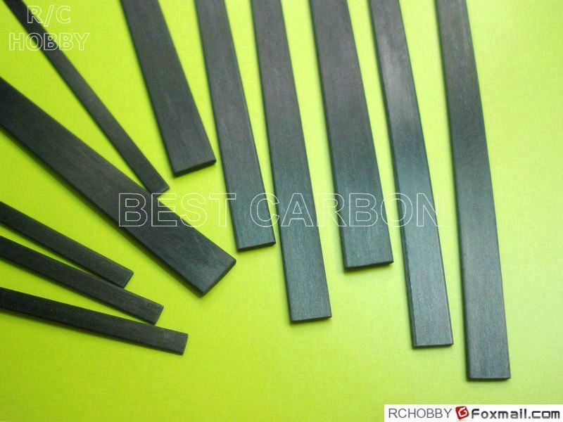 10 pcs of 1.0mm x 5.0mm x 1000mm  Carbon Fiber Strip