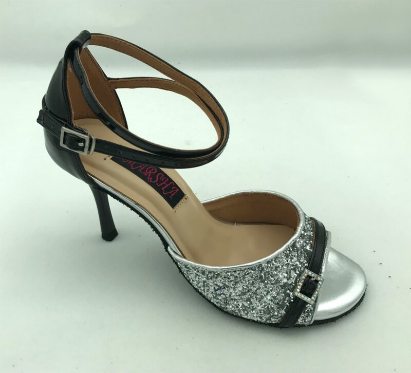 Zapatos de baile latino para mujer, calzado de salón, salsa, tango, fiesta y boda, con hebilla de cristal, 6245BS, nueva moda