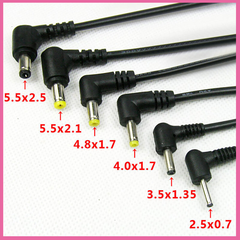 1 pièces 5.5*2.5mm 2.5*2.1mm 4.8*1.7mm 4.0*1.7mm 3.5*1.35mm 2.5*0.7mm fiche d'alimentation cc avec 30 cm câble noir connecteur de charge