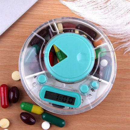 Digital Pil Case & Splitter Cerdas Timing Kedokteran Kotak Elektronik Wadah Case Circular Harian Pengingat Alarm Portable