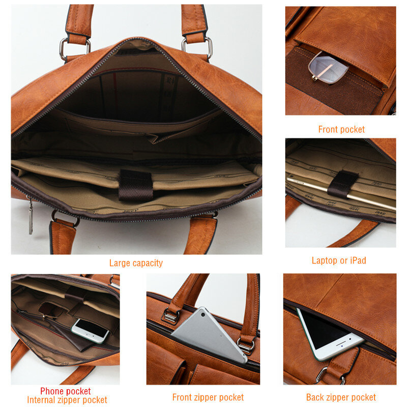JEEP BULUO Marke Man'sBusiness Aktentasche Tasche 2 teile/satz Split Leder Hohe Qualität Männer büro Taschen Für 13. 3 zoll Laptop A4 Causel