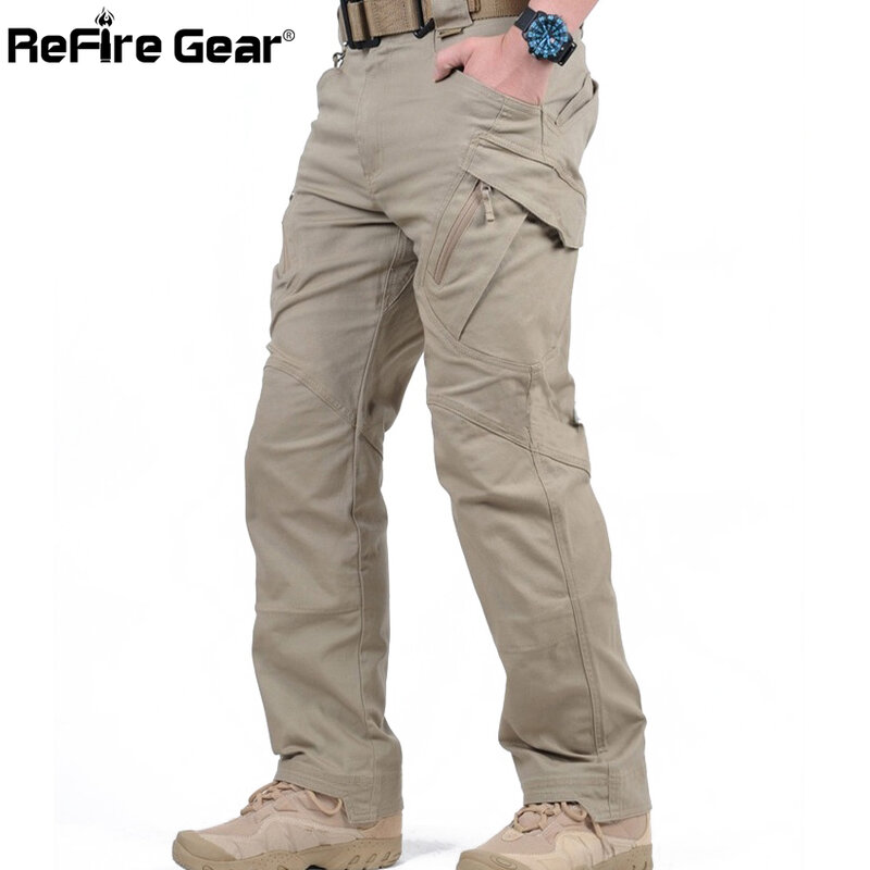 Pantalon cargo en coton avec de nombreuses poches pour homme, style SWAT, militaire, flexible, décontracté, FJXXXL